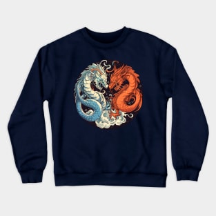 The Dance of Balance: Yin and Yang Dragons Crewneck Sweatshirt